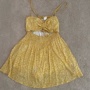 Yellow Dress with Built In Shorts and Cutout.